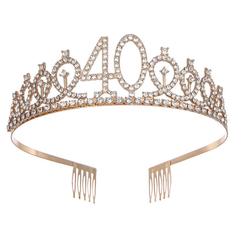 Цифровая корона Повязка на голову для вечеринки по случаю дня рождения с бриллиантовой повязкой на голову Шляпа для 40-летия Вечеринка Банкет Торт Корона Аксессуар для волос