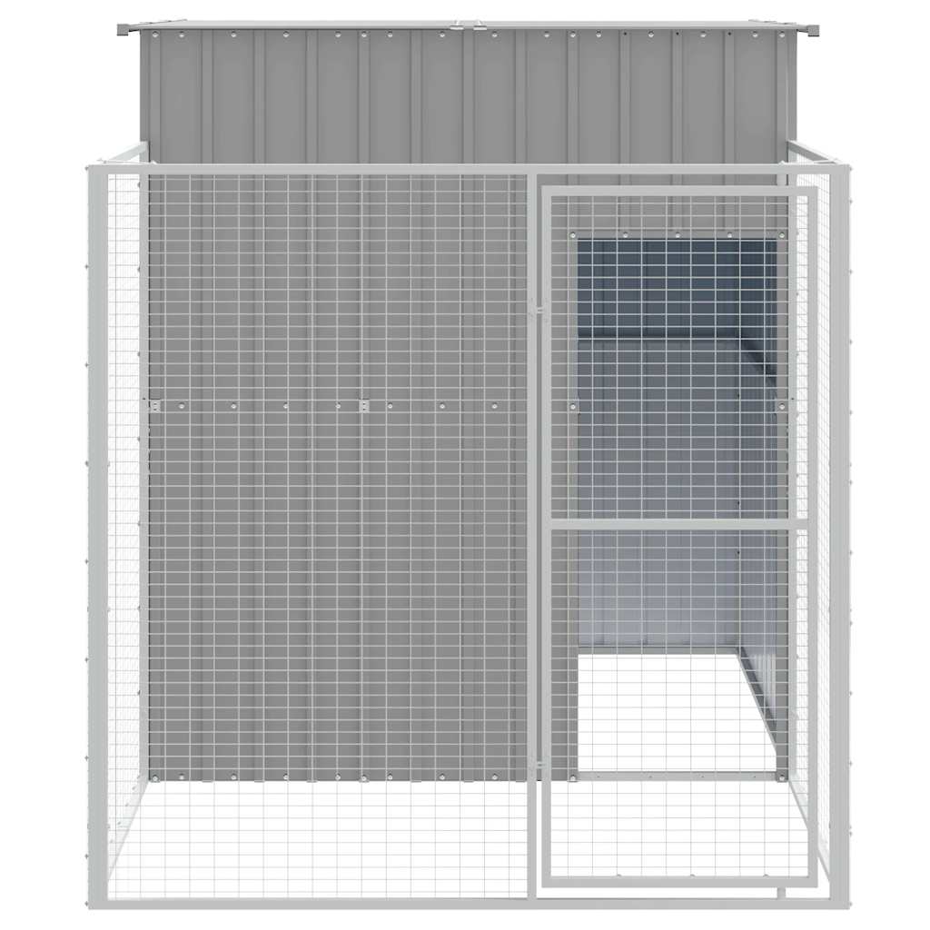Dog Kennel with Run Light Grey 165 x 251 x 181 cm Galvanized Steel