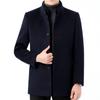 Cashmere Coat Men's Stand Collar Mid-length Business Wool Woolen Down Gallbladder Coat Middle-aged and Elderly Mink Fur Collar Coat
