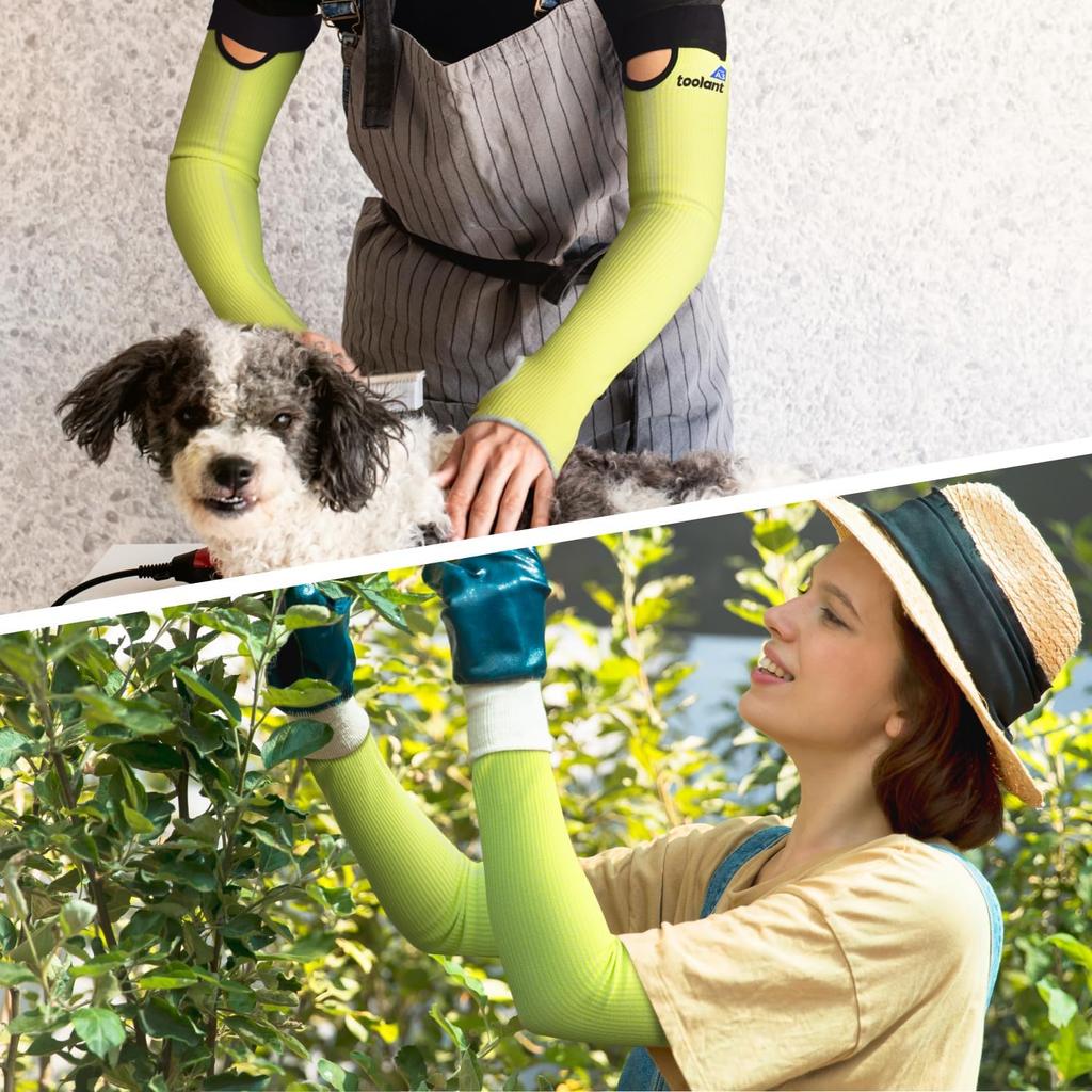 OriStout Cut Resistant Gardening Sleeves with Tumb Hole, Protective Arm Sleeves for Yard Work, Kitchen, Arm Guards for Biting, Pet Grooming,