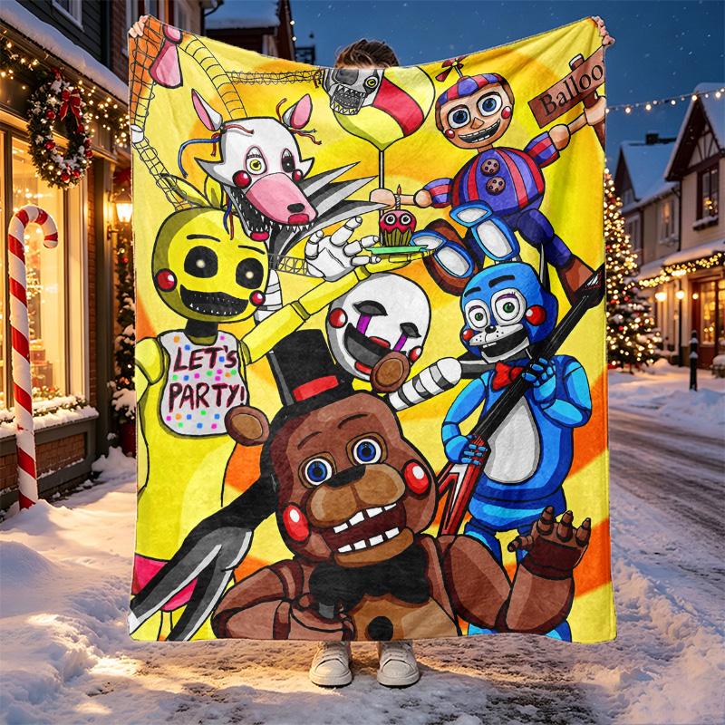 Five Nights at Freddy's Pattern Blanket for Home Decoration, Bed, Sofa, Car Travel, Camping, Suitable for All Seasons, Birthday Christmas Gift