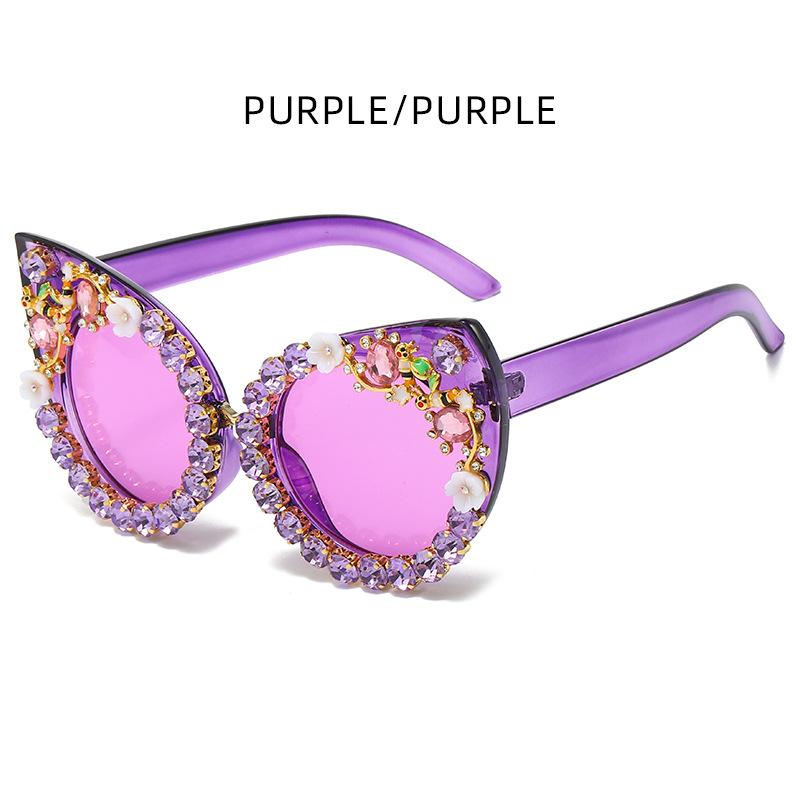 Sunglasses Personalized Diamond Cat Eye Sunglasses Versatile Street Sunglasses Women