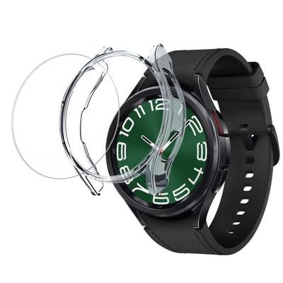 Чехол совместимый с Samsung Galaxy Watch 6 Classic 47mm - Жесткая защита прозрачный чехол экран из закаленного стекла Phonillico®