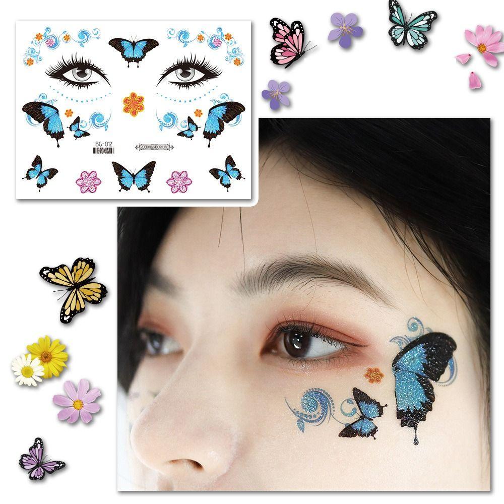 Черная Роза Поддельные Татуировки Бабочки Татуировки Наклейки Боди-Арт Наклейки Временные Татуировки На Лице