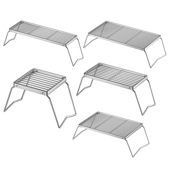Folding Outdoor Camping Stove Grill Portable Heavy Duty Stainless Steel Backpacking Cooking Barbecue Picnic Collapsible Campfire Grate Grill Rack