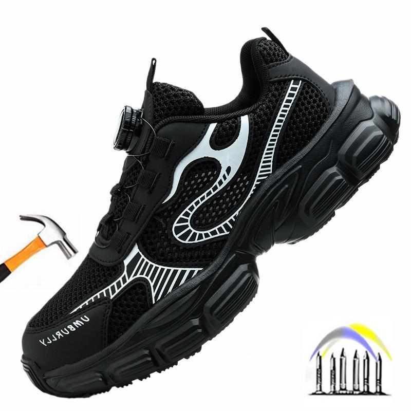 Летняя нескользящая защитная обувь для женщин черная рабочая обувь со стальным носком женские рабочие ботинки легкие удобные защитные кроссовки