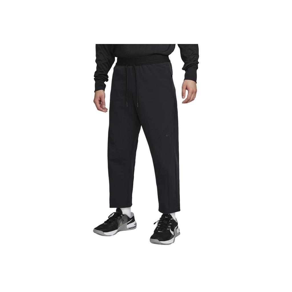 Nike Сплошной цвет с вышивкой логотипа и шнурком, свободные прямые повседневные брюки, мужские брюки черного цвета FN3015-010