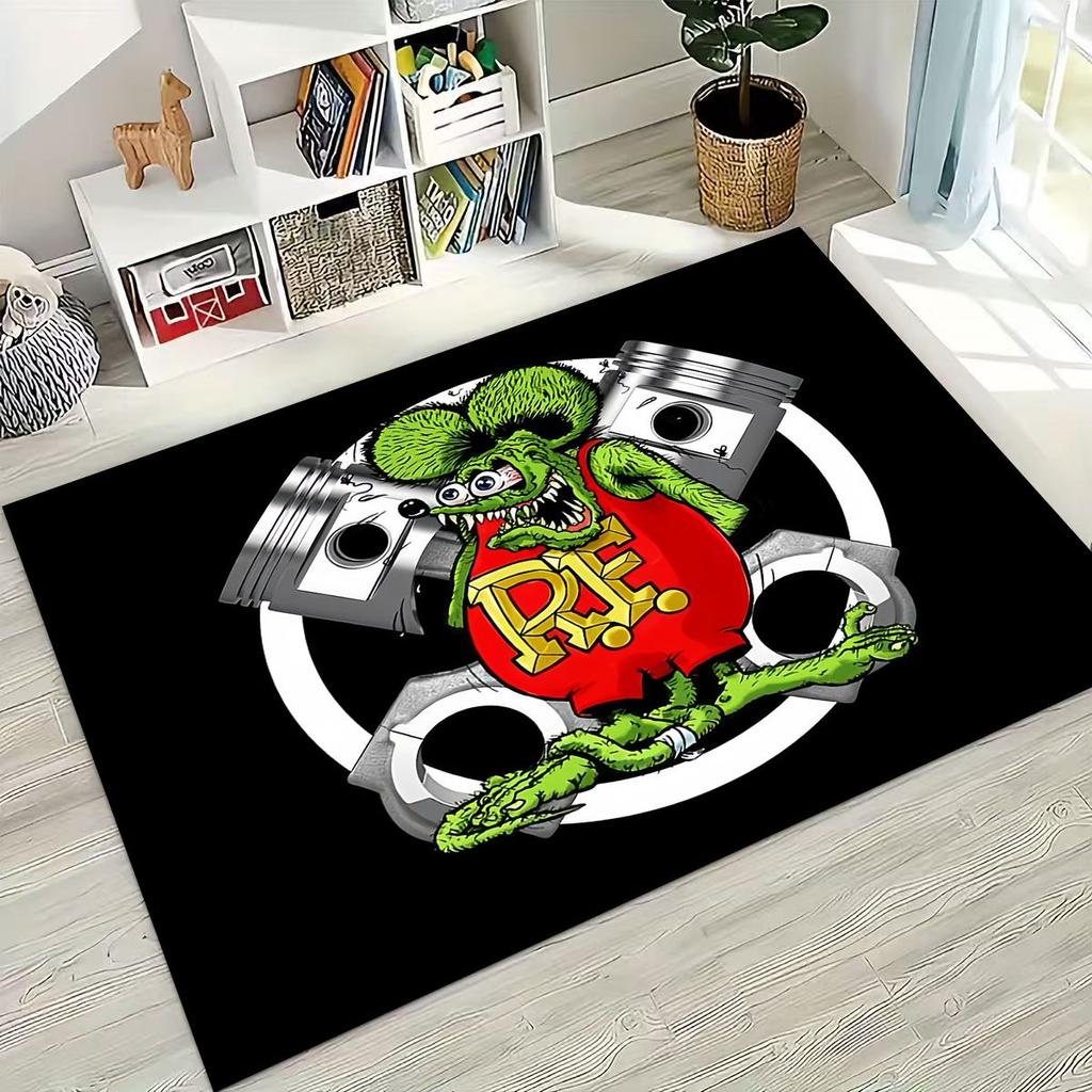 3D Бунтарский RAT FINK Автомобили Знак Мультяшный Ковер для Спальни Гостиной Дивана Дома Декор Приветственный Коврик, Большой Детский Игровой Нескользящий Напольный Коврик