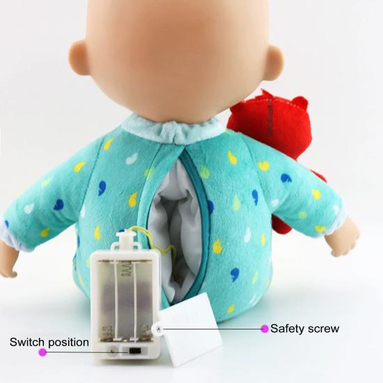 Музыкальная поющая плюшевая кукла-игрушка с мягким наполнителем из полипропиленового хлопка, надавливает на животик для песен перед сном, включает в себя маленькую подушечку, плюшевых мишек, интерактивную поющую игрушку