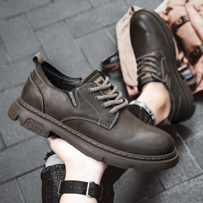 Мужская обувь весна и осень новая британский стиль ретро повседневная кожаная обувь мужская летняя низкая обувь мартин бизнес обувь с увеличением роста