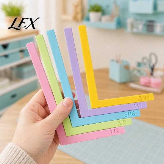 Paper Crafting Alignment Tool Guides with Storage Case, 5 Pcs Color-Coded L-Shaped Color Coded Rulers Spacers Size Tabs for Card Making, Scrapbooking,