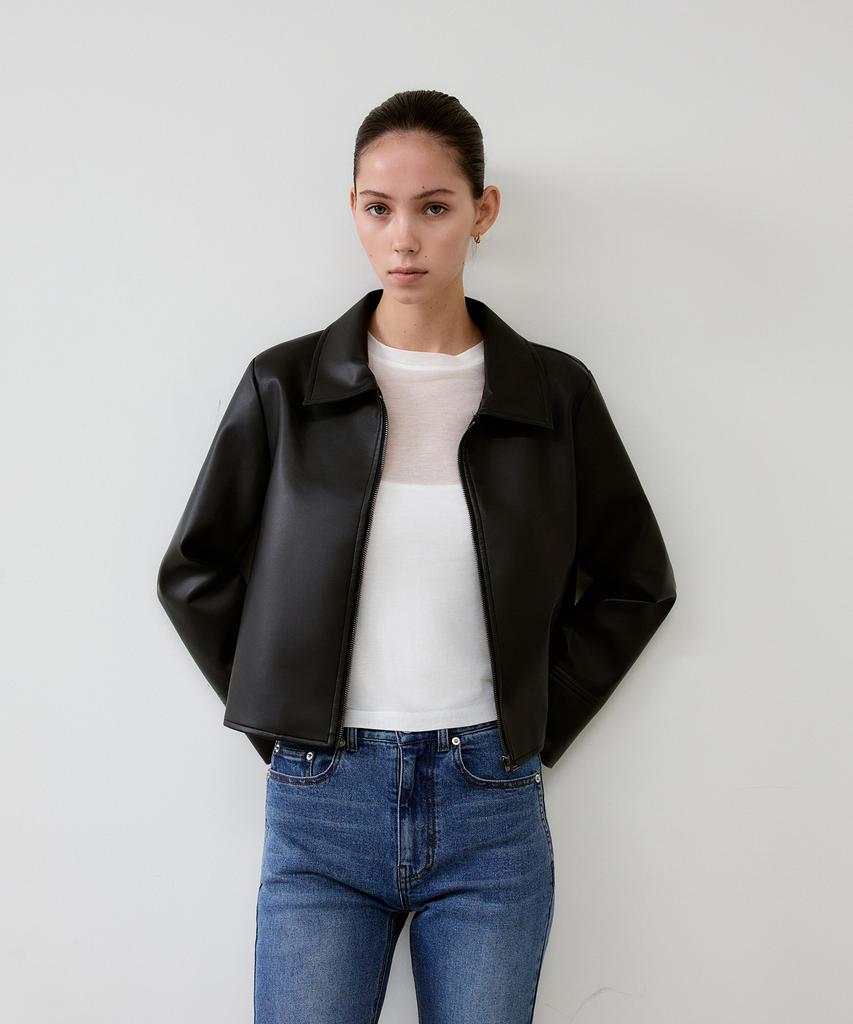 ANTOME Minimal Leather Jacket (Black)