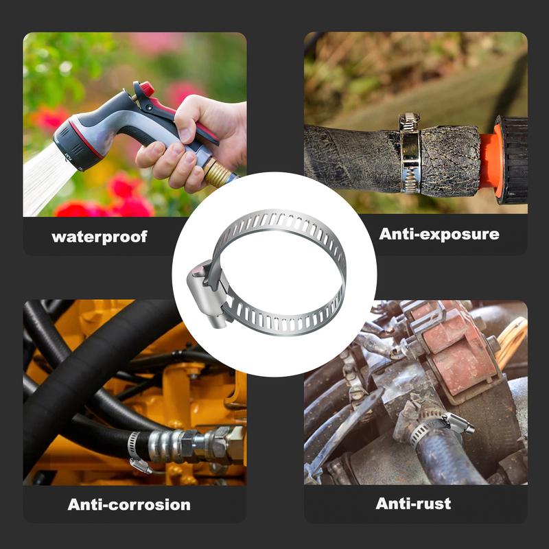 10-30pcs Hose Clamps Stainless Steel Adjustable Worm Gear Pip Tube Tool For Water Pipe Plumbing Fuel Line Intercooler