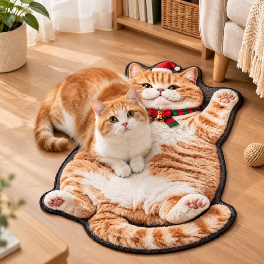 Non-Slip Home Decor Carpet Diatom Mud Cartoon Carpet Cute Cat-Shaped Area Rug Living Rooms