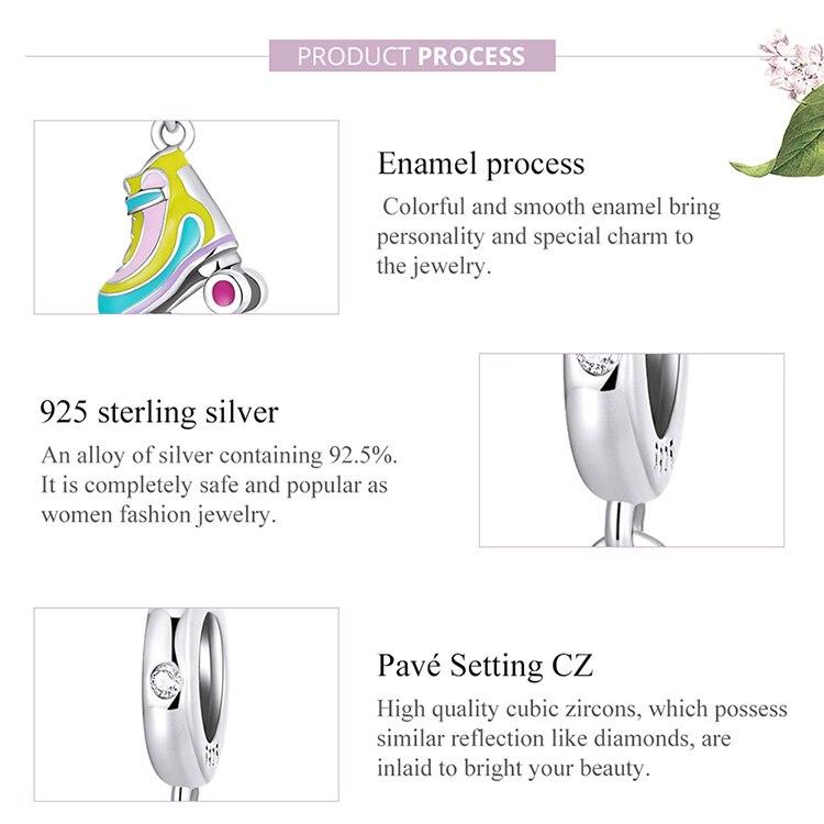 WOSTU Стерлингового серебра 925 пробы, роликовые коньки, спортивный Шарм, подвеска из бисера, подходит для оригинального браслета, ожерелья для женщин, ювелирные изделия