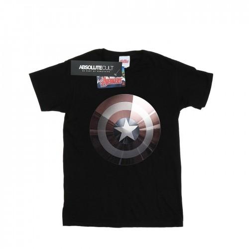 Marvel Womens/Ladies Captain America Shield Shiny Cotton Boyfriend T-Shirt