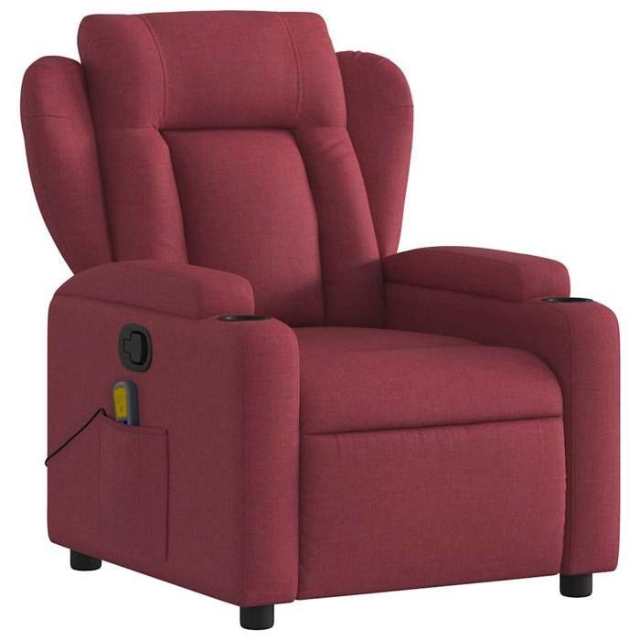 VidaXL Reclining Massage Armchair Bordeaux Red Fabric 372418