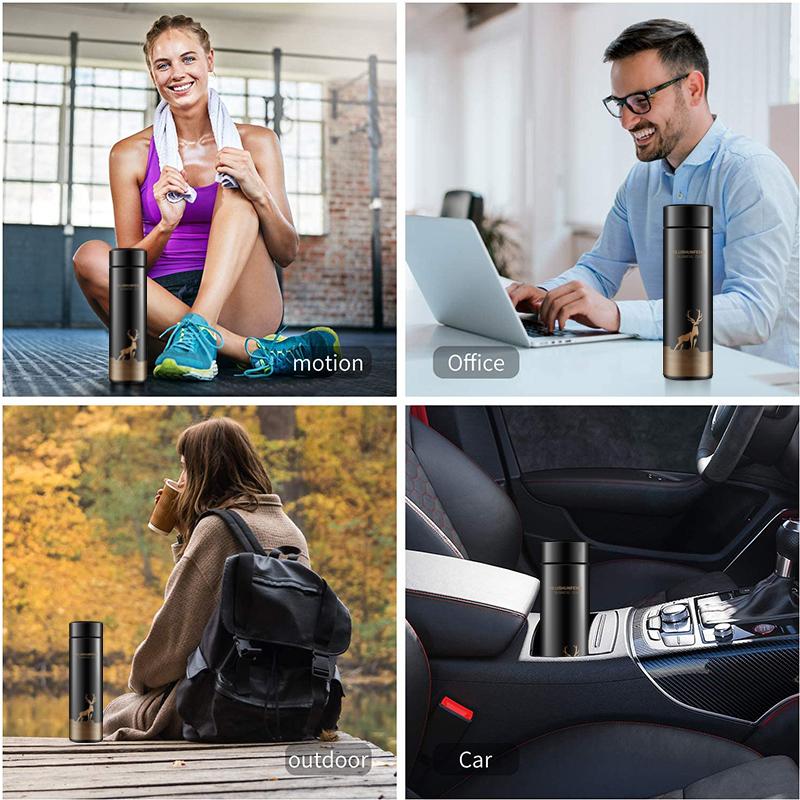 Симпатичный интеллектуальный дисплей температуры, термос из нержавеющей стали, изоляционная чашка, кофейная чашка, вакуумная бутылка, умная бутылка для воды