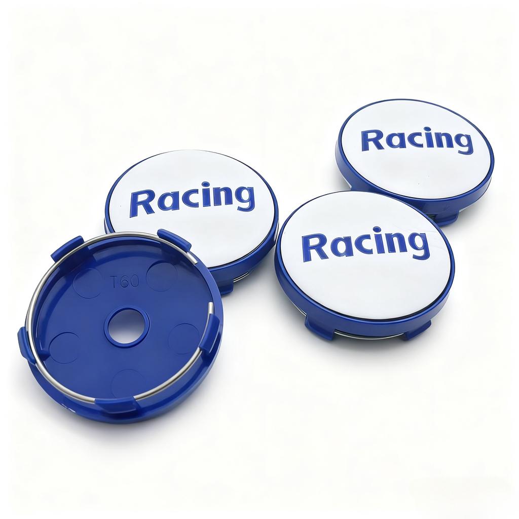 4pcs Racing Letter Logo Emblem Car Wheel Center Caps 60mm 56mm Wheels Hub Centre Cap Rim Hubcaps Cover Replace Car Accessories