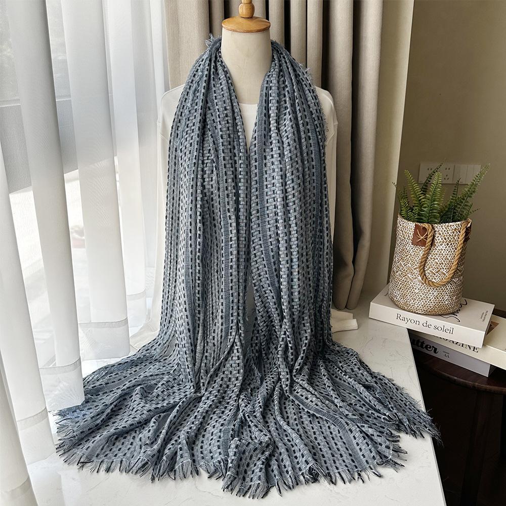 Plaid Acrylic Scarf Autumn and Winter Warm Men's Artistic Small Tassel Large Shawl Girls Sunshade Long Scarf