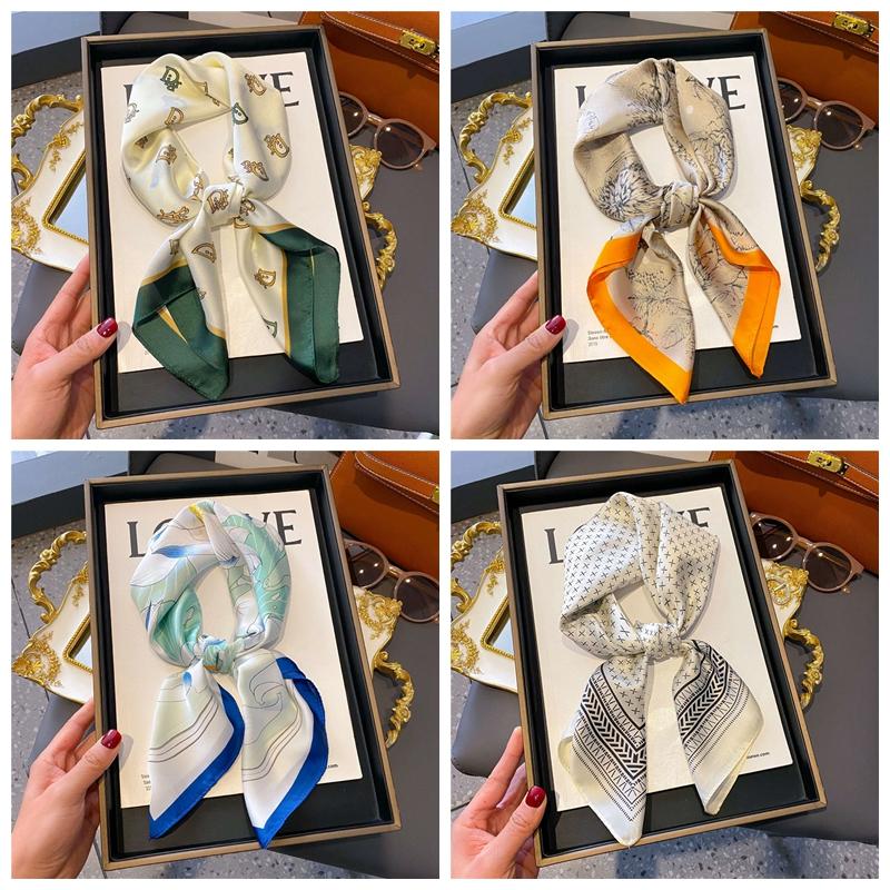 70*70cm Silk Shawl Square Printed Scarf Women Satin Neck Hair Band Soft Neckerchife Kerchief Bandana Foulard