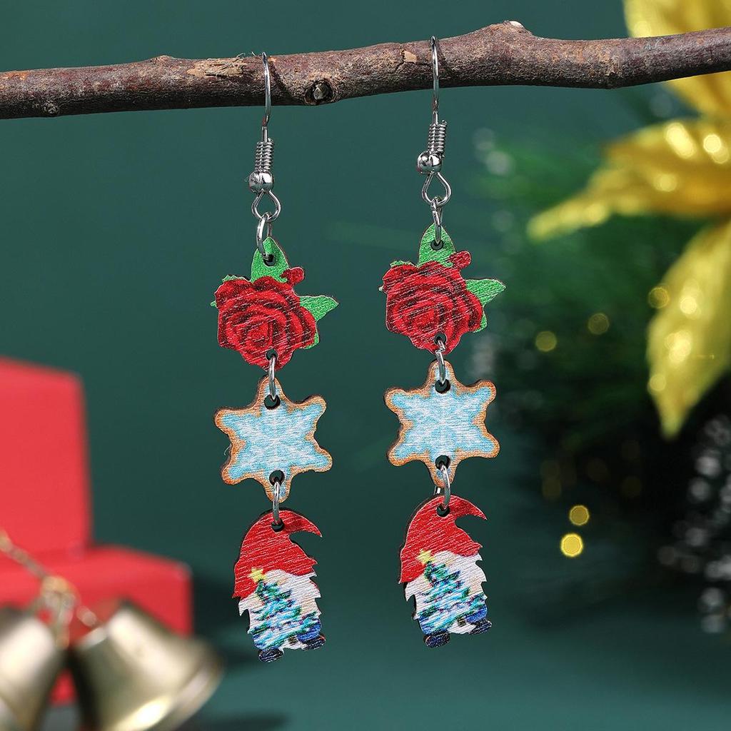 Christmas Themed Women’s Drop Earrings: Elk, Tree, Santa, Socks, Gingerbread Man