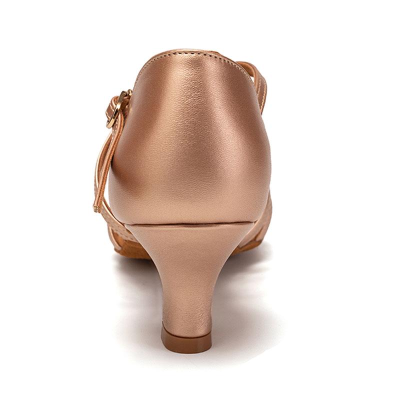 Кожаные туфли на среднем каблуке для латиноамериканских танцев для женщин, подошва из мягкой замши, танго, вальс, ча-ча, бальные туфли для вечеринок, средний каблук 5,5 см