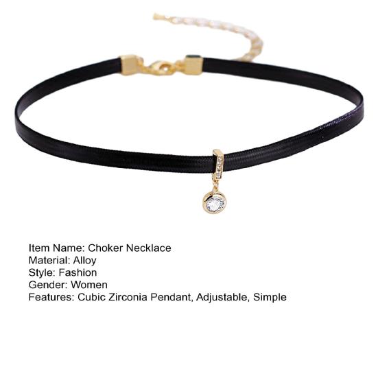 Круглый кулон с кубическим цирконием, короткое колье, ожерелье, регулируемая длина, простое женское короткое ожерелье, ювелирное изделие, подарок