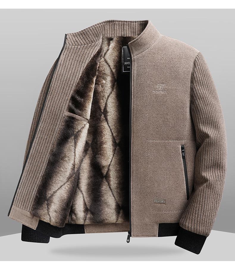 Мужское шерстяное пальто с флисовой подкладкой Woodpecker - Отложной воротник