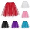 Glitter Tulle Skirt Round Sequins Decor Carnival Short Tutu Skirt 3 Layer