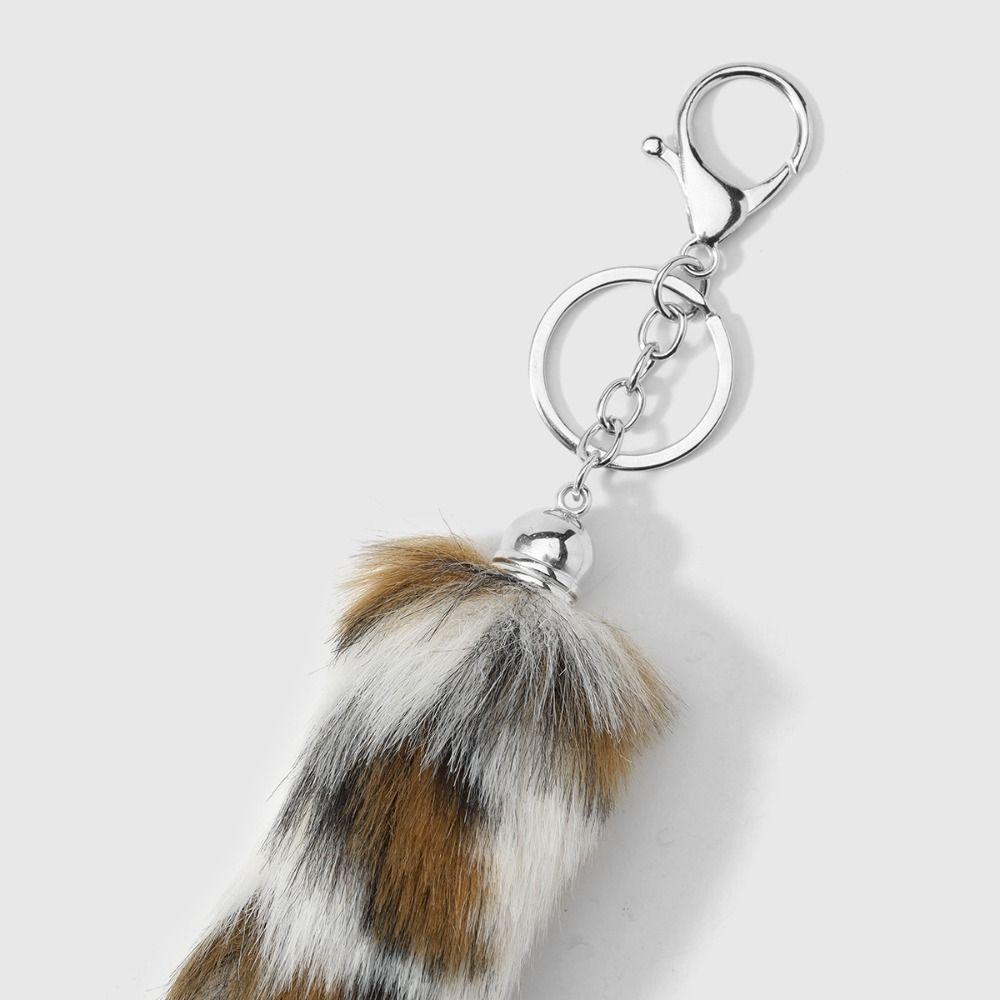 Leopard Print Animals Tail Keychain Hanging Plush Tail Keyring Fur Tails Pendant Jewelry Gifts