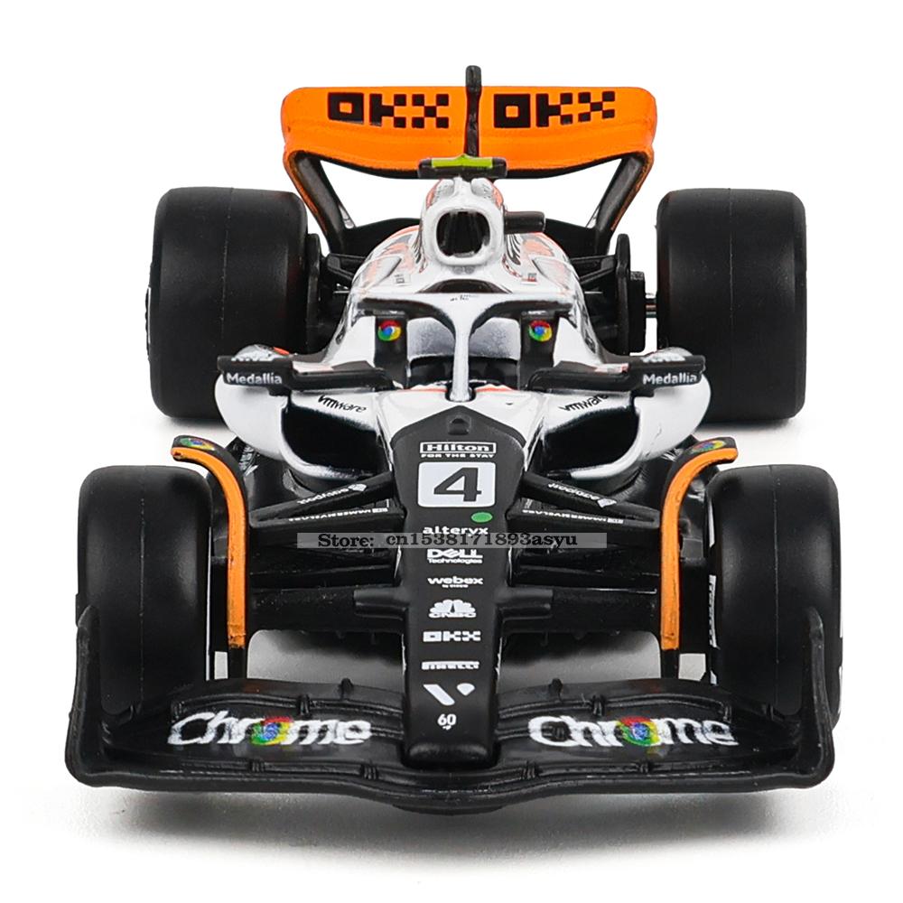 Ббураго 1:43 Масштабная модель автомобиля 2023 года Команда McLaren F1 MCL60 №4 Ландо Норрис №81 Оскар Пиастри Формула-1 Металлическая Супер Игрушка Литье под давлением