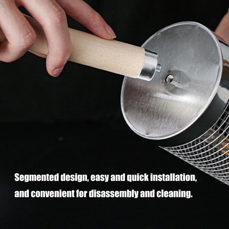 Steel Rotating Grill Basket With Hanging Hook and Wood Handle For Even Cooking And Effortlessly BBQ Food Flipping