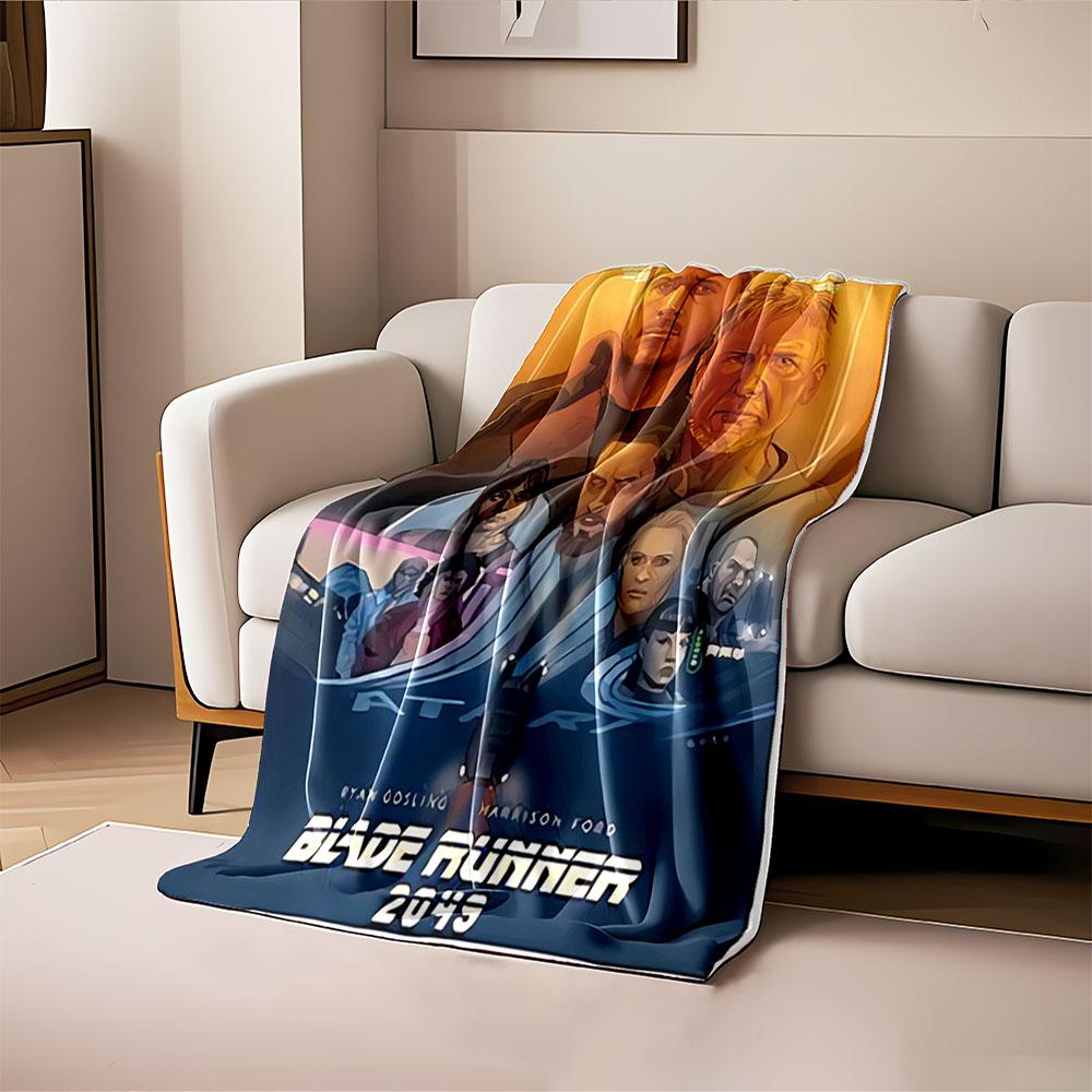 Collage of stylized character portraits with futuristic backgrounds. for all seasons blanket lunch break throw gift