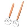 Dough Mixer Stainless Steel Dough Whisk with Wooden Handle Easy-to-clean Bread Whisk for Home Kitchen