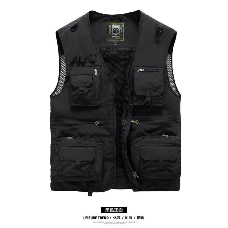 Men S Outdoor Work Vest Multi Pocket Thin For Fishing And Photography