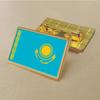 Kazakhstan National Flag Brooch 2.5 * 1.5cm Zinc Alloy Die-cast PVC Color Printing And Coating Golden Rectangular Shape