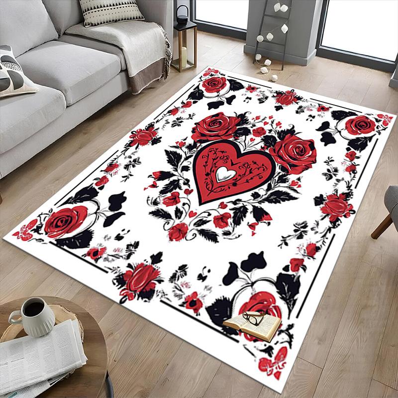 1PC Rose Heart Non-Slip Floor carpet, Office, family, bedroom, Studio - Large Area Rug, Vibrant Colors-C0498