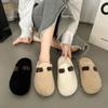 Мода 2024 года женские модные тапочки на платформе с мехом зимние нескользящие теплые плюшевые пушистые шлепанцы сплошные закрытые носки для дома Zapatos De Mujer