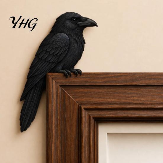 Cozy Corner Forest Motif Decor Wooden Bird Door Topper Decor, Adorable Shape Statue, Handcrafted Wood Sign, Woodland Frame Art Figurine for