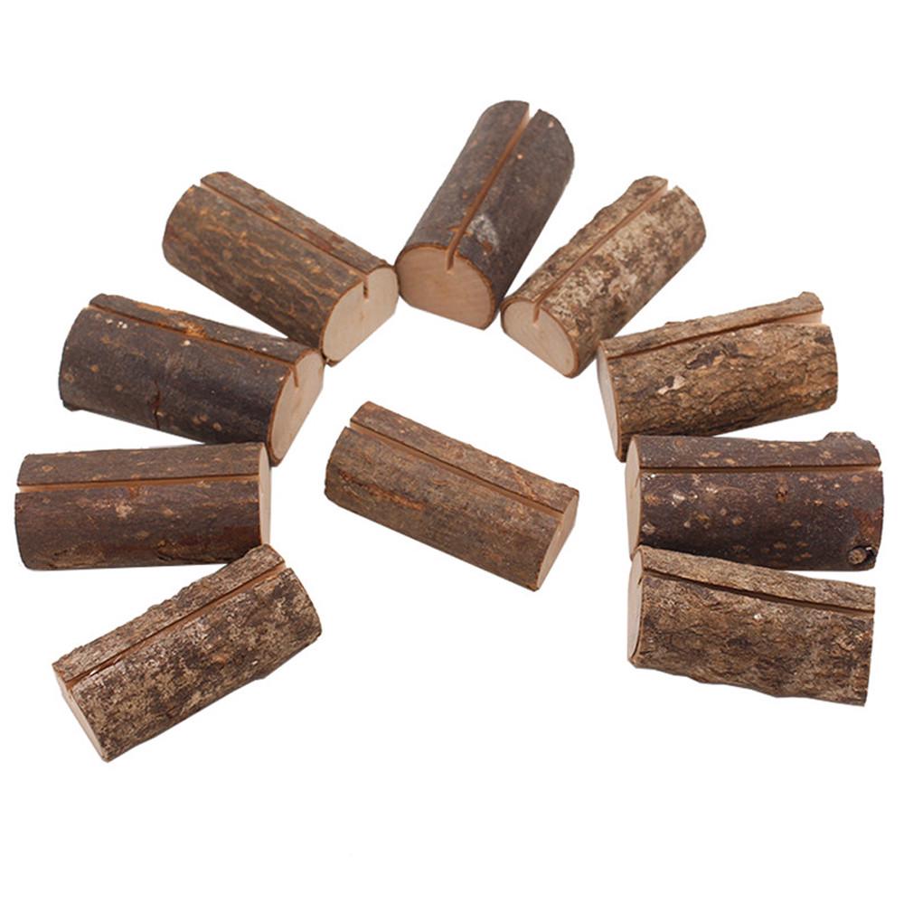 10Pcs Wedding Decoration Wooden Name Place Card Holders Table Menu Holder