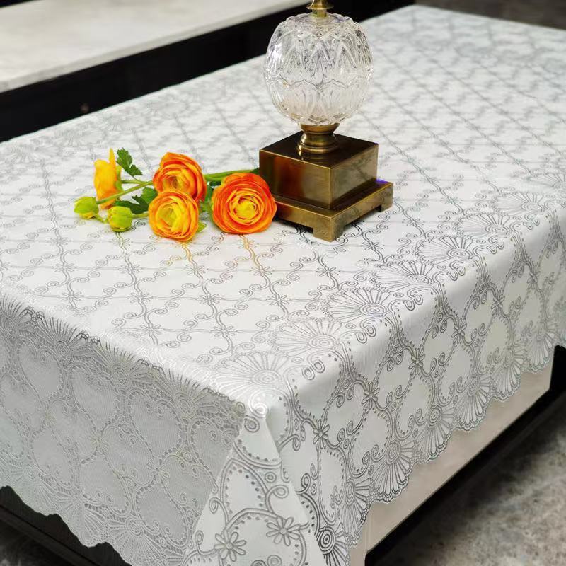 Водонепроницаемая скатерть, бытовая прямоугольная маслостойкая пластиковая скатерть из ПВХ, золотая бронзовая печать, чехол для стола, коврик для стола, подгузник