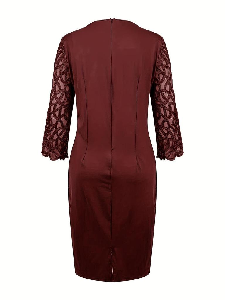 Европейское и американское блестящее сетчатое платье в обтяжку для вечеринок с рукавами три четверти