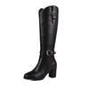 Women's High-heeled Boots Autumn and Winter New Solid-color Thick-heeled Boots Versatile Large-size Roman Medium Boots