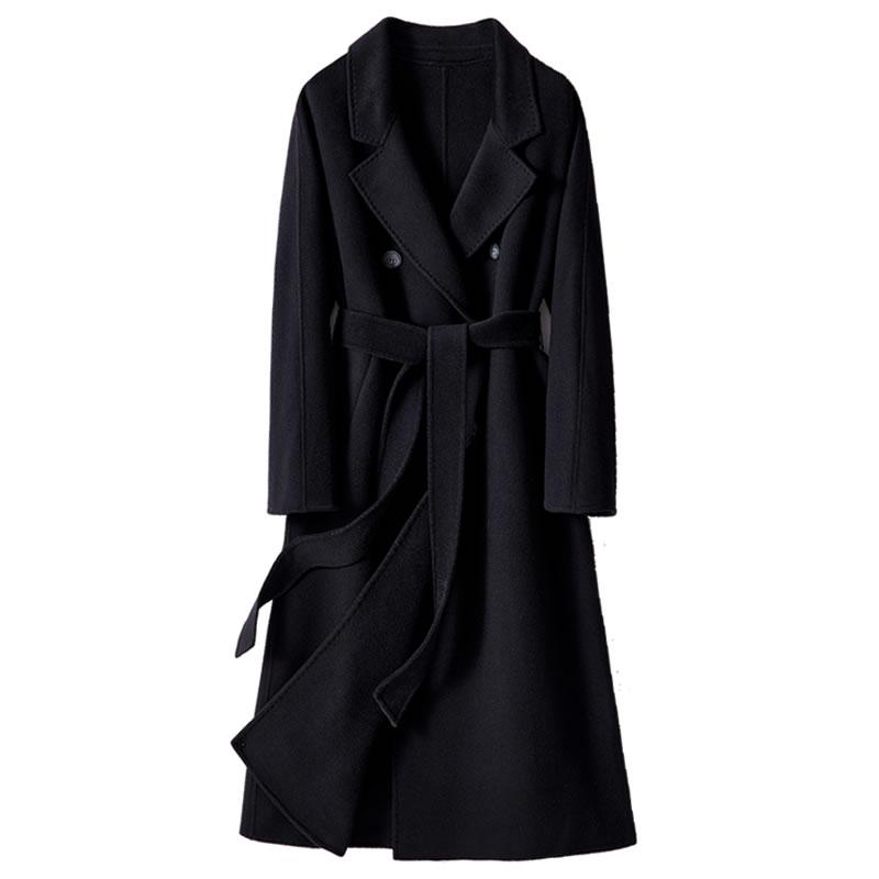 Женское пальто из 100% шерсти TIDENOVEL Осеннее шерстяное длинное пальто Ручной работы Пальто-бушлат Зимняя теплая шерстяная длинная куртка Пальто
