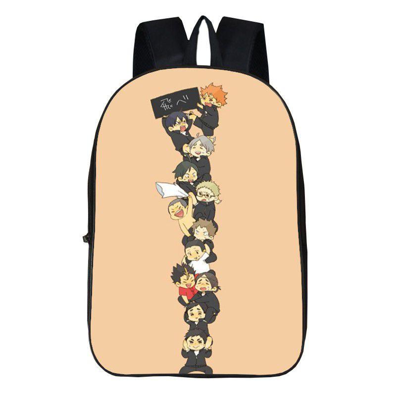 Fashionable Karasuno High School Backpack With Anime Haikyuu Print And Easy-clean Fabric