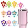 New Colorful Flower Straw Caps 10mm – Cartoon Reusable Dustproof Straw Stoppers for Home Use Practical Household Accessories