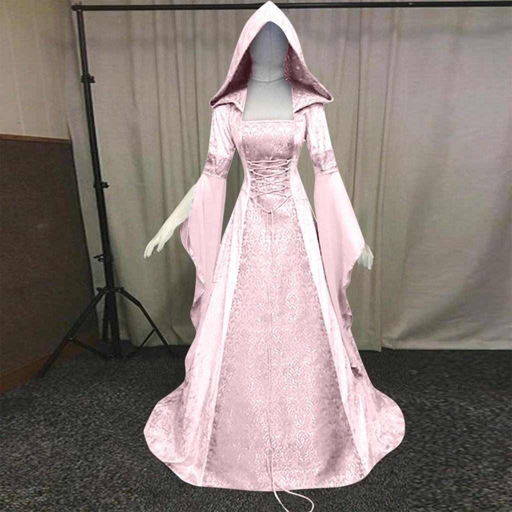 Women's Medieval Cosplay Wedding Dress with Hooded Design - 4 Colors Available