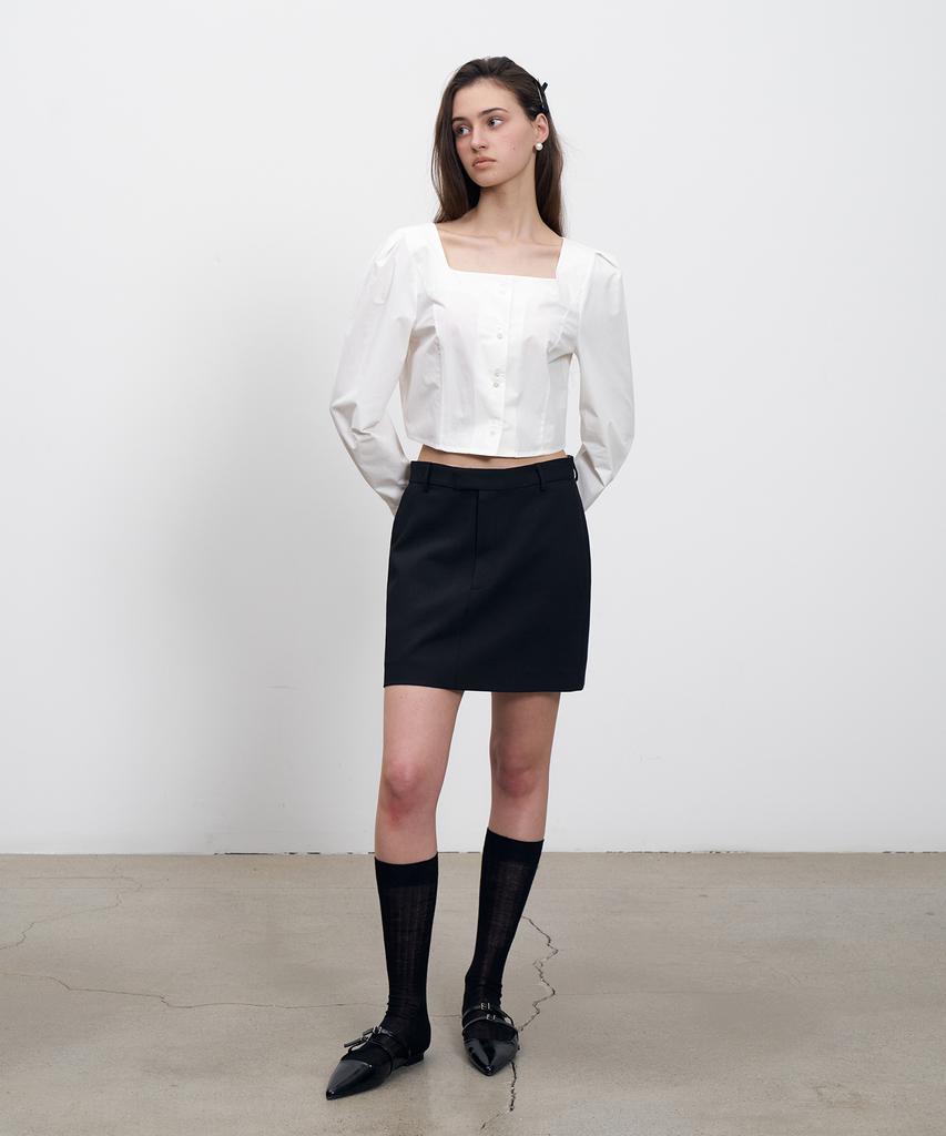 Rene J Hidden Button Mini Skirt