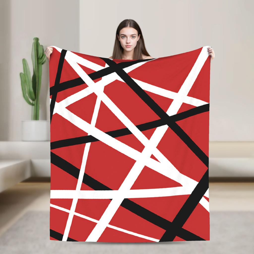 Van Halen Abstract Red With Black And White Lines Super Soft Blanket  Novelty Travel Throw Blanket Couch Chair Flannel Bedspread